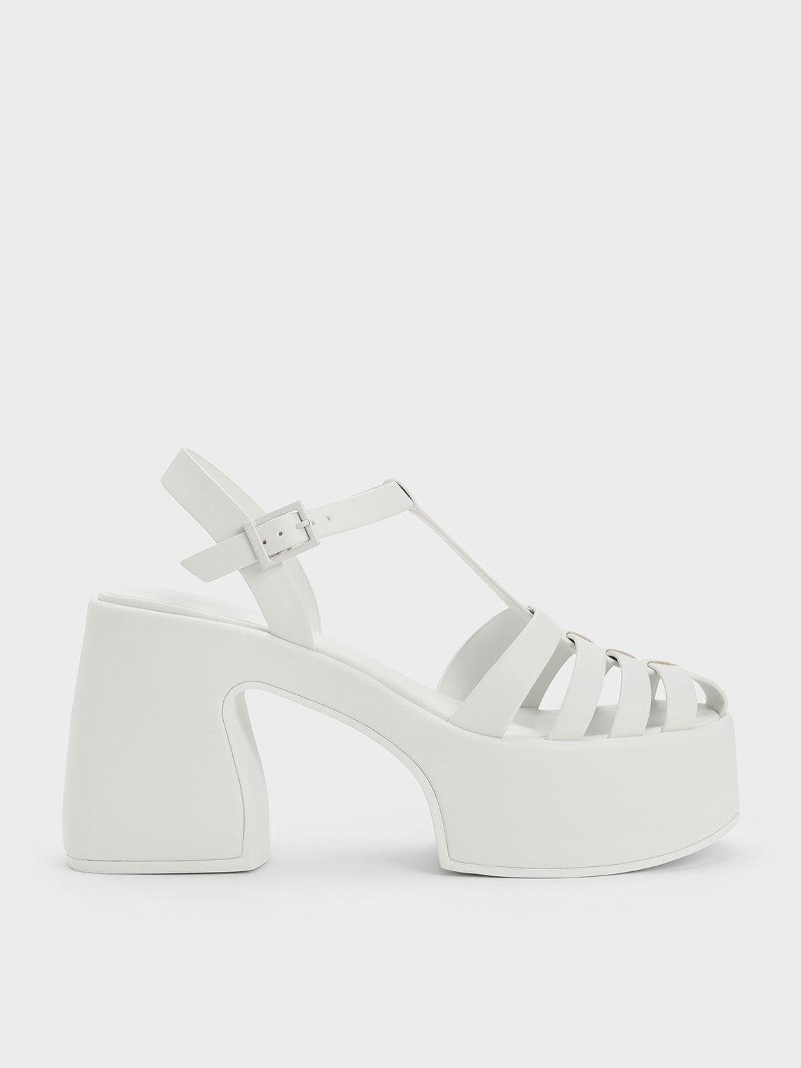 Interwoven Platform Gladiator Sandals, White, hi-res