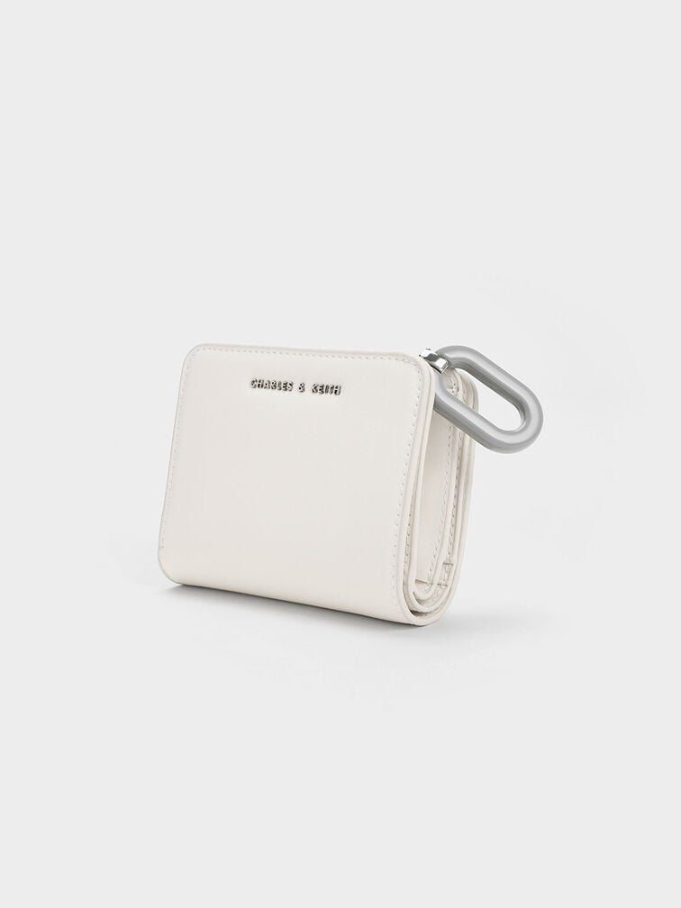 Oval Keychain Zip Wallet, Cream, hi-res