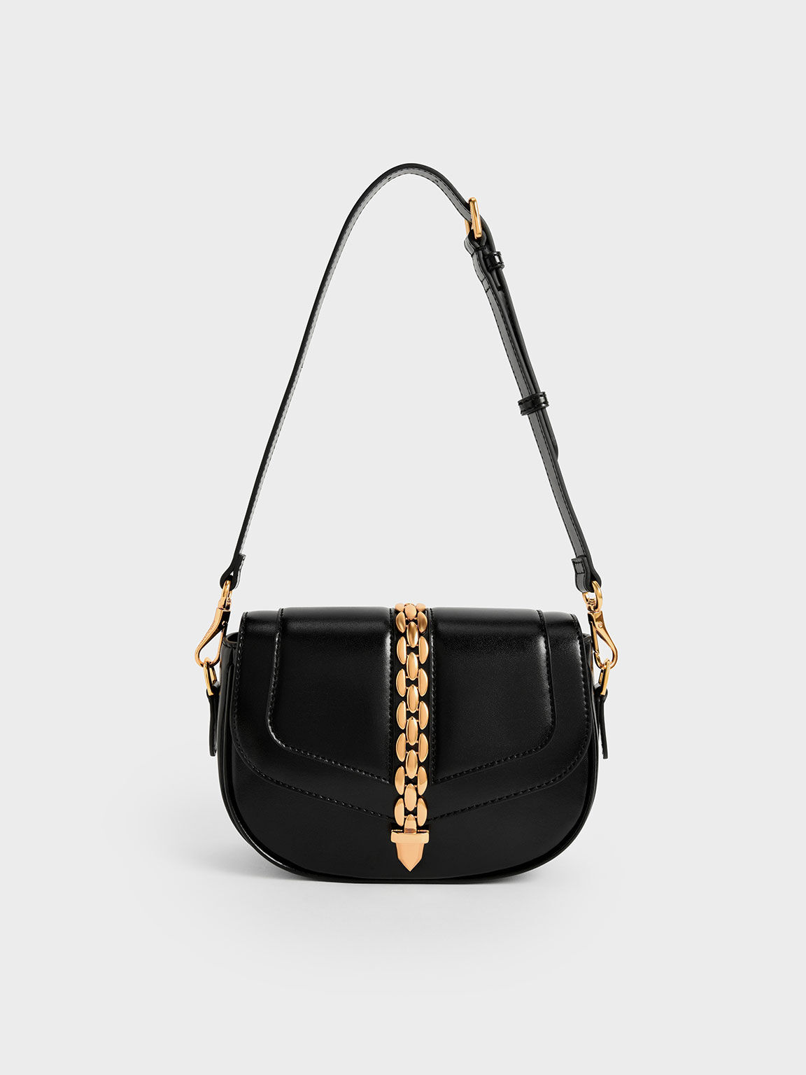 Isana Chain Accent Crossbody Bag Black