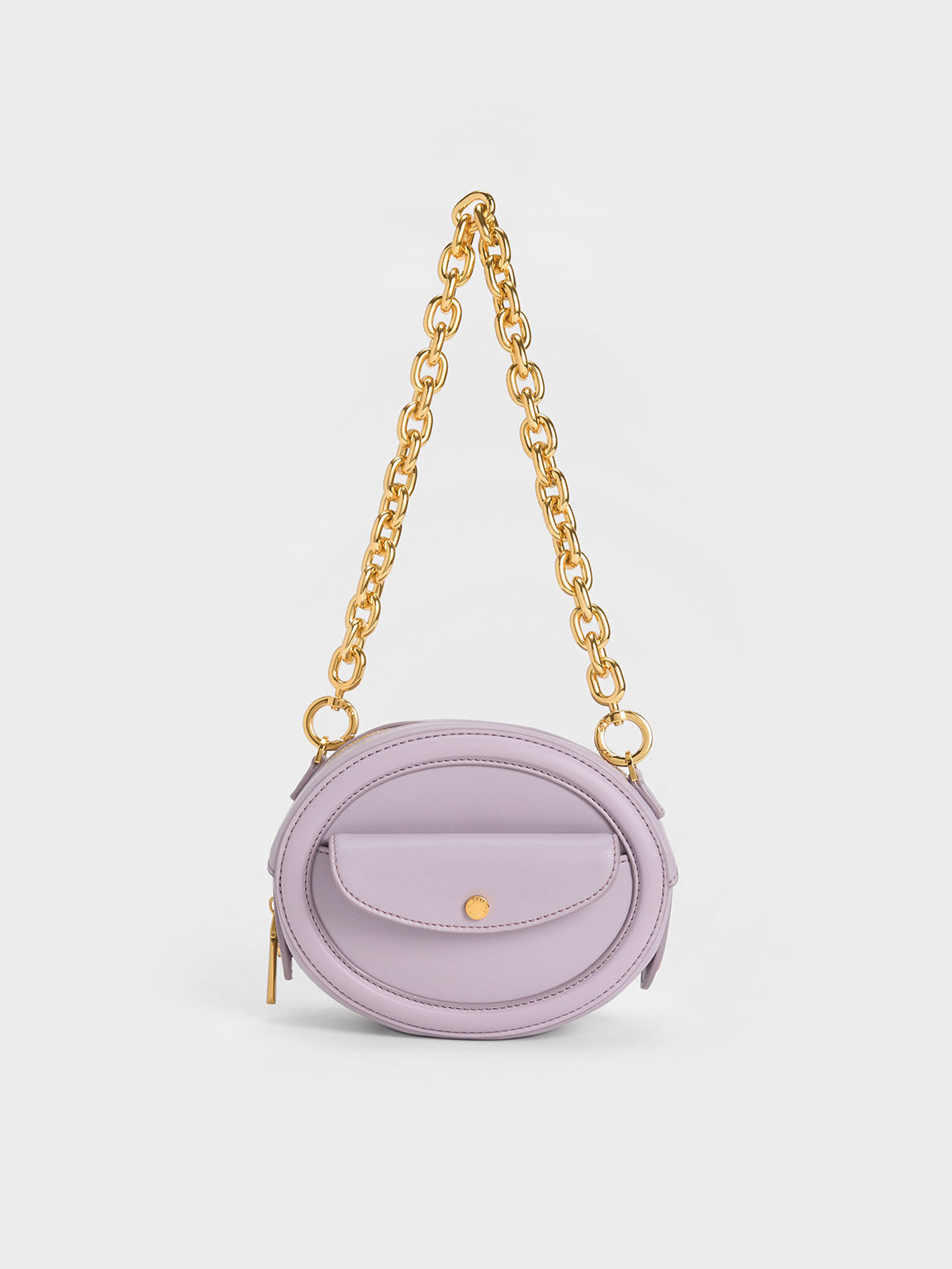 Chain Handle Oval Bag, Lilac, hi-res