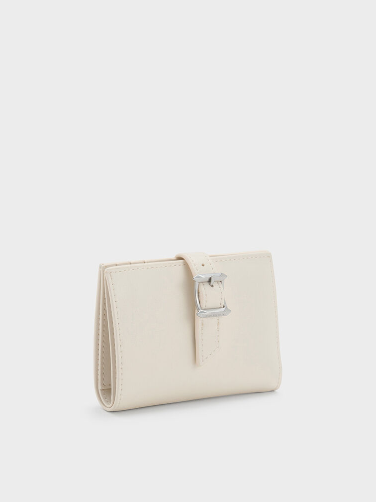Cartera Bryna con detalles metálicos, Crema, hi-res