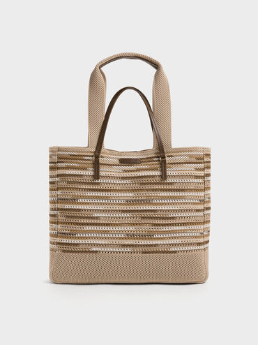 Ida 編織大托特包, Multi Brown, hi-res
