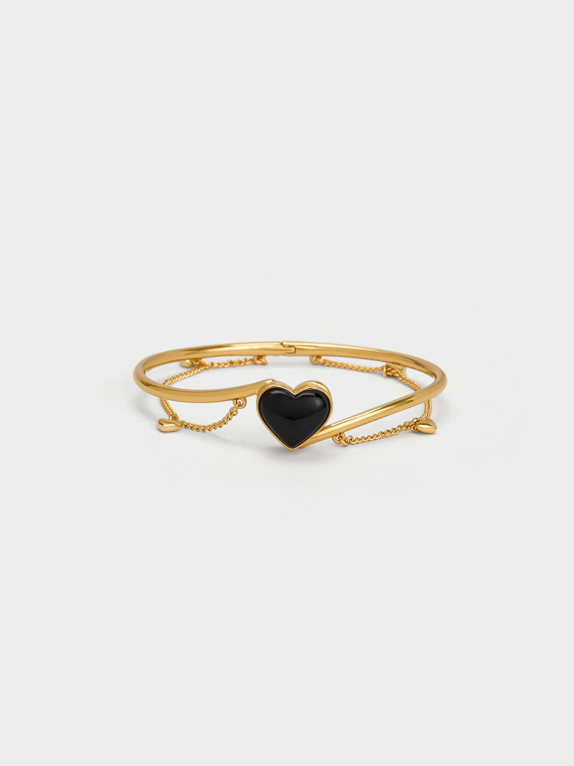 Heart Stone Chain-Link Bracelet, Negro, hi-res