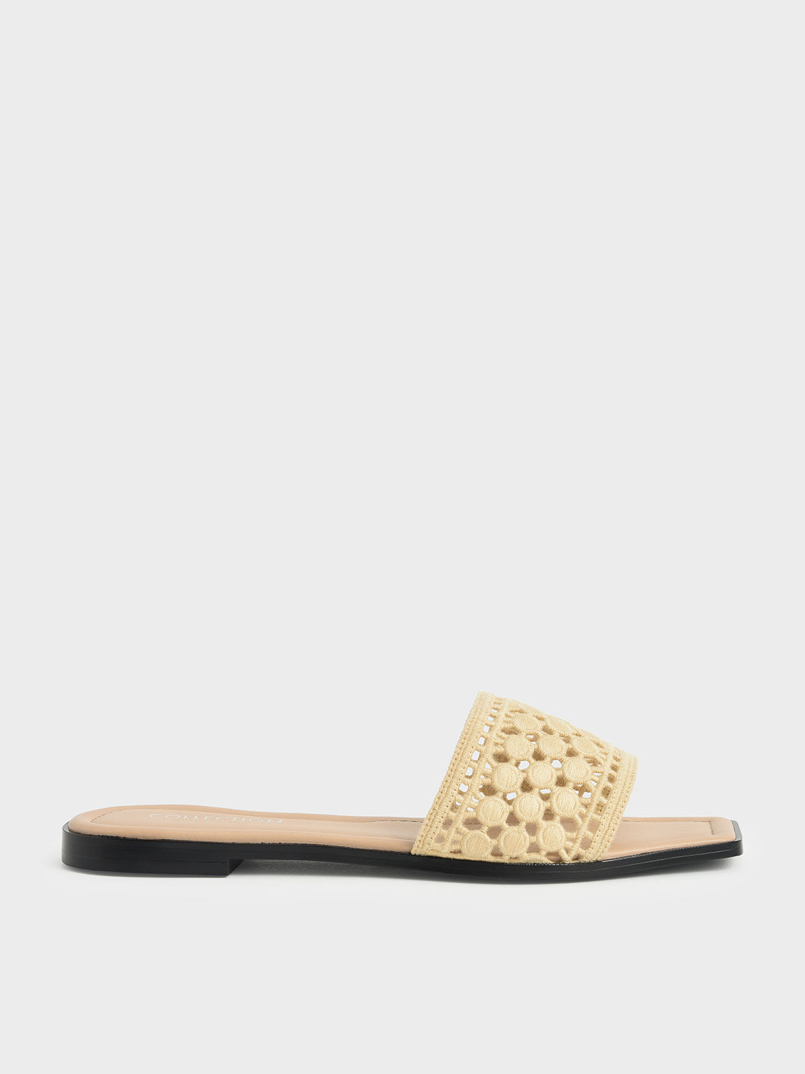Asymmetrical Toe Crochet Slides, Yellow, hi-res