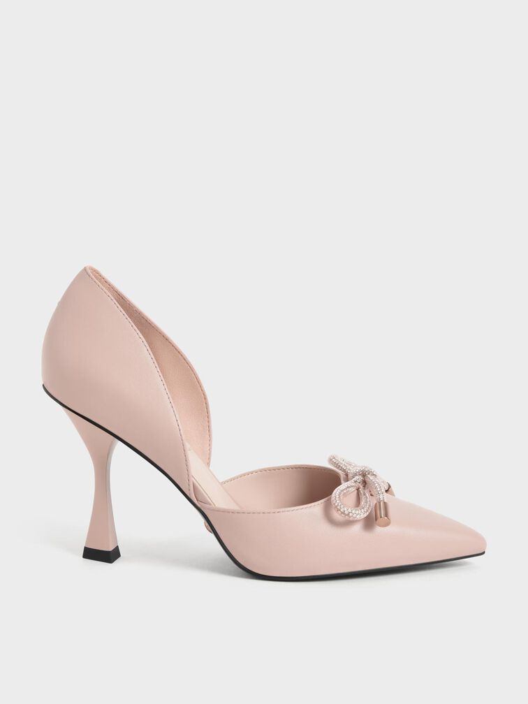 Zapatos de +D114tacón D'Orsay con lazo y adorno de gemas, Nude, hi-res