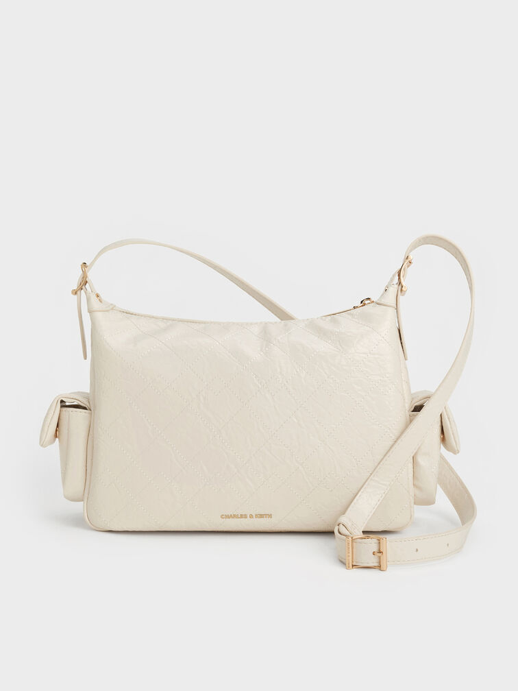 Duo Quilted Shoulder Bag, Cream, hi-res