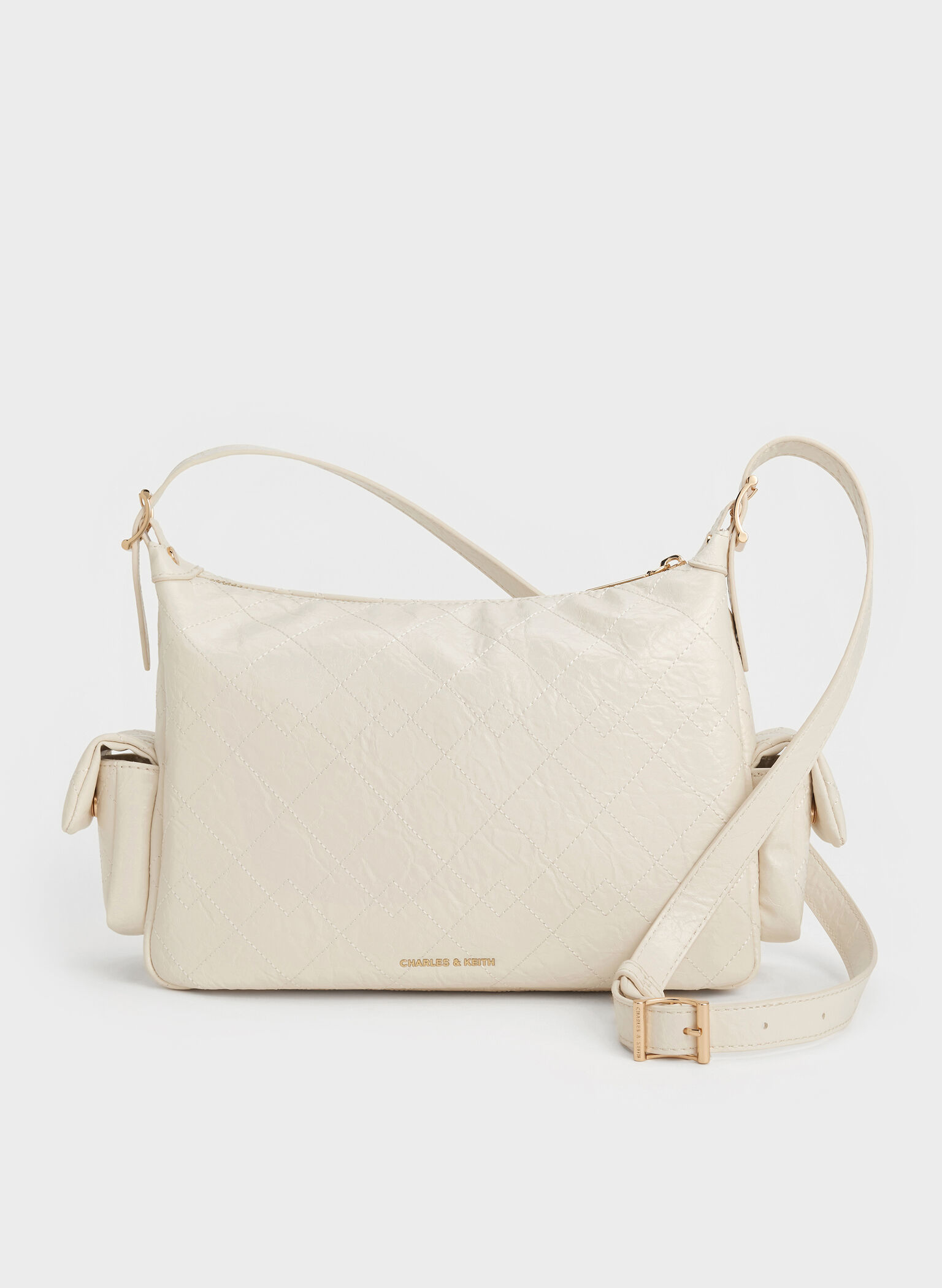 Duo Quilted Shoulder Bag, Cream, hi-res