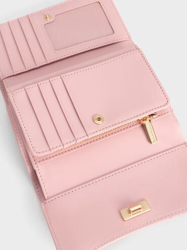 紐結釦皮夾, 淺粉色, hi-res