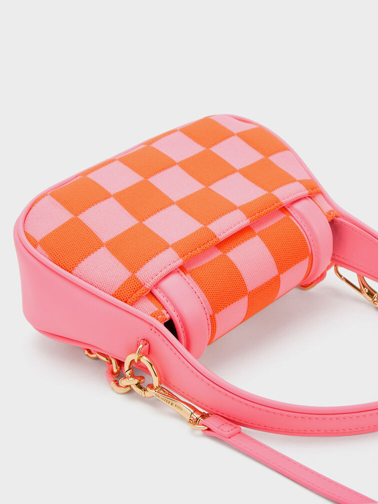 Shiloh Checkerboard Top Handle Bag, Pink, hi-res