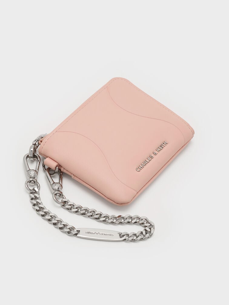 Nelly Wavy-Panel Chain-Strap Wristlet, Light Pink, hi-res