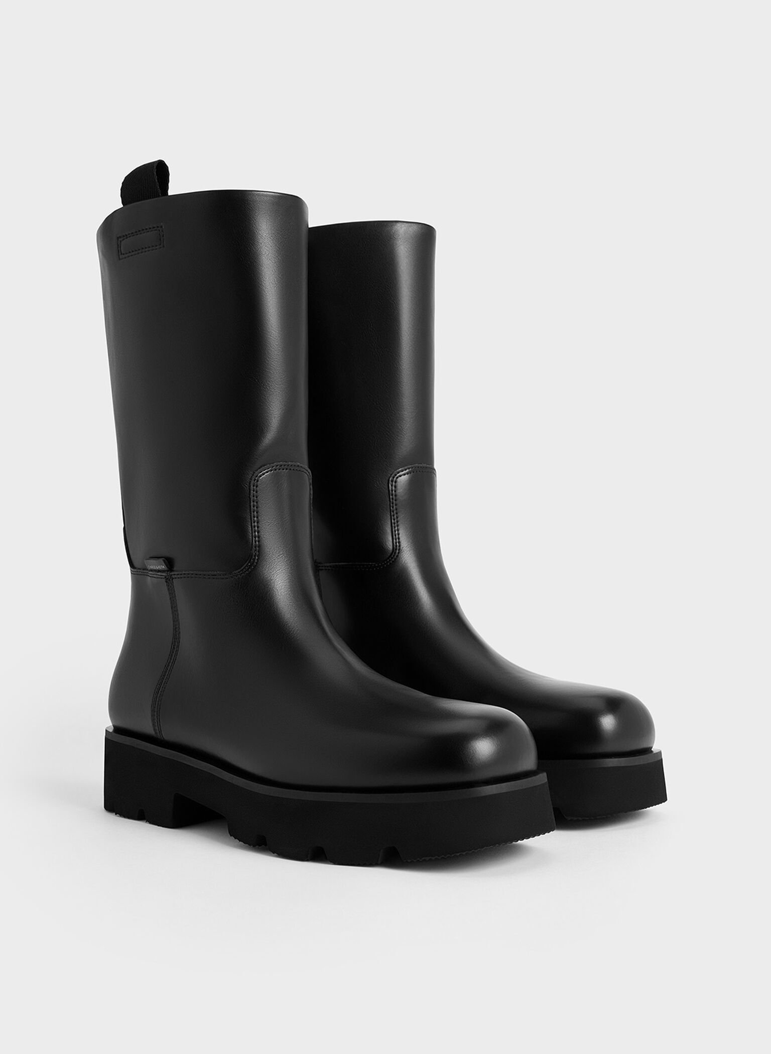 Botas de caña media con doble tira, Negro, hi-res