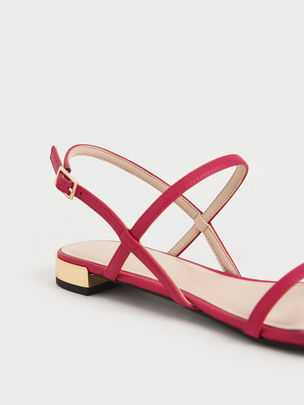 Strappy Flat Sandals, Red, hi-res
