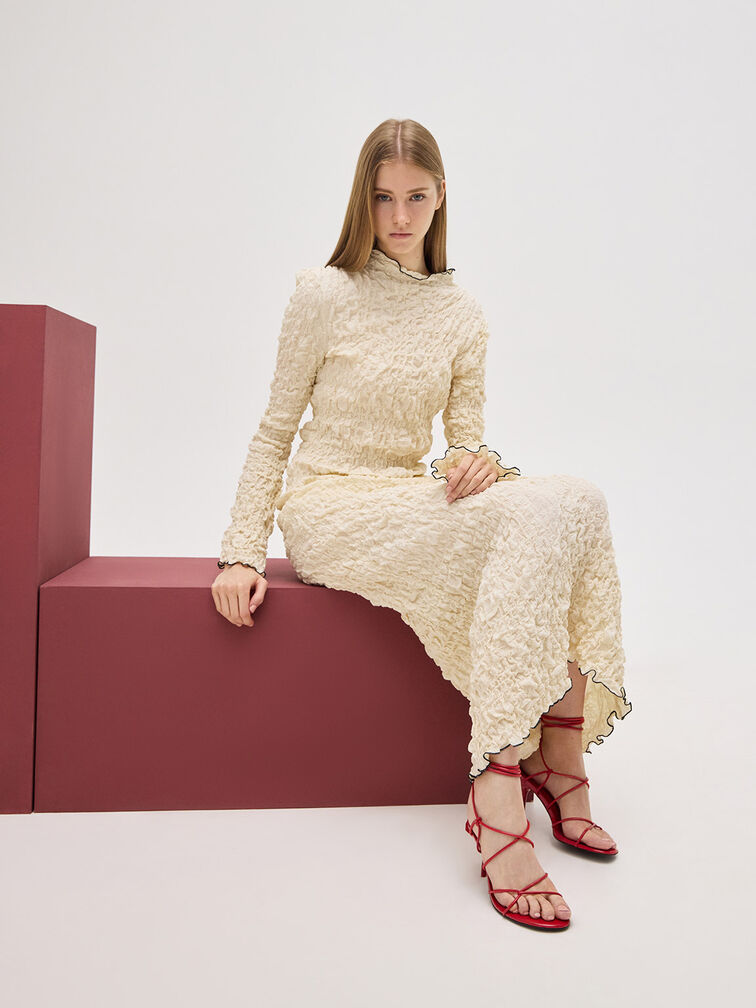 Flor 綁帶玫瑰細跟涼鞋, 紅色, hi-res