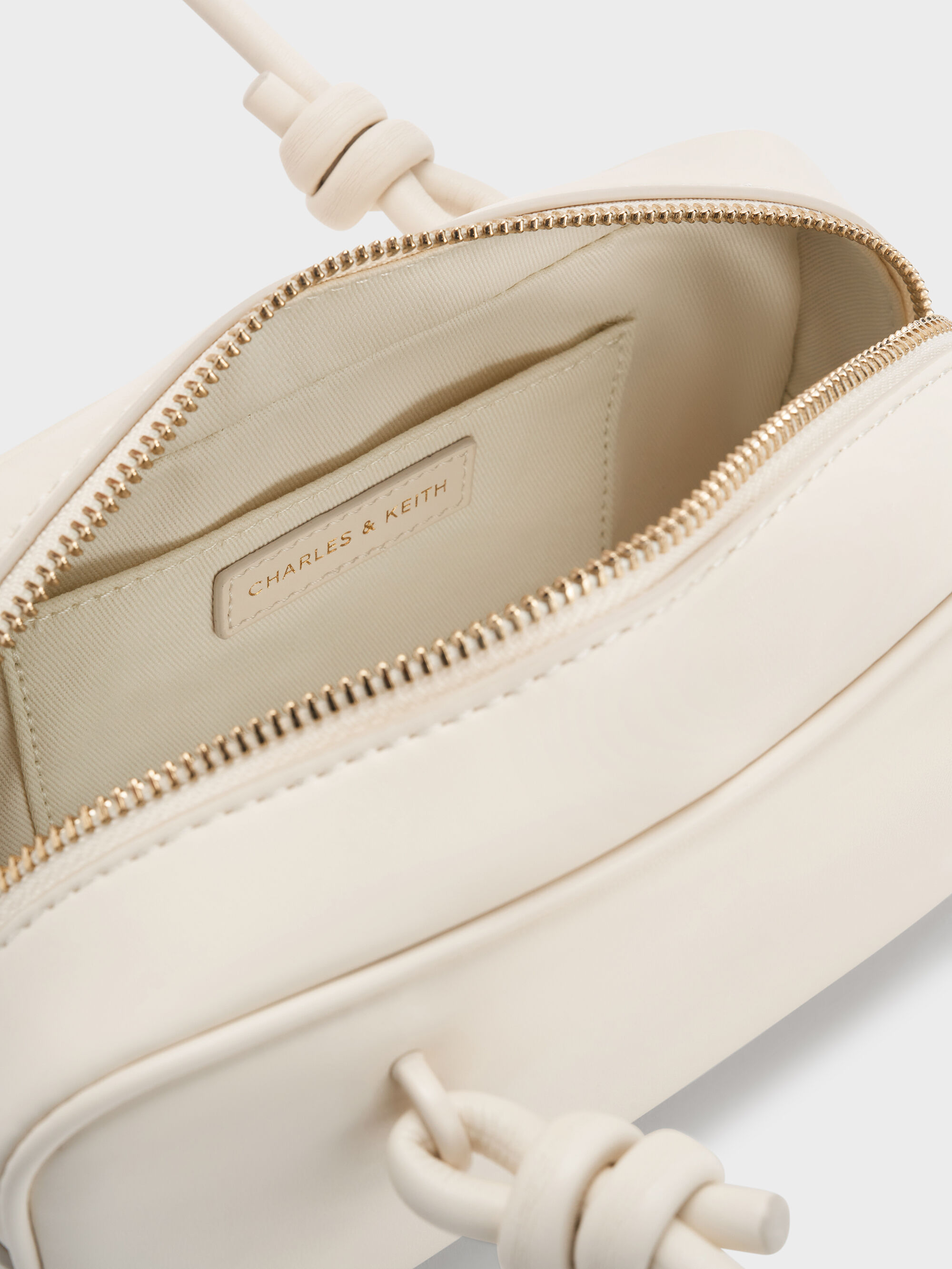 Cream Sammie Knotted-Handle Elongated Bag - Cream - CHARLES & KEITH SG