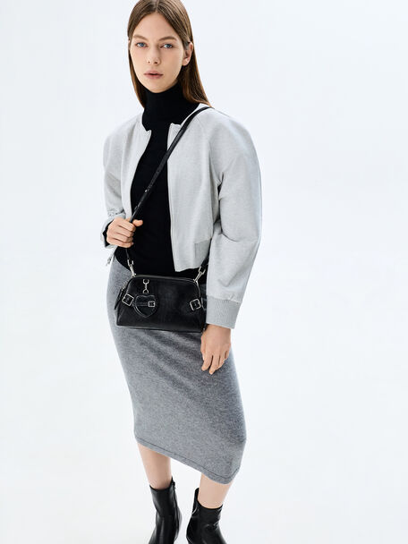 Sac Bandouli&egrave;re Nellie avec Charme C&oelig;ur, Noir, hi-res