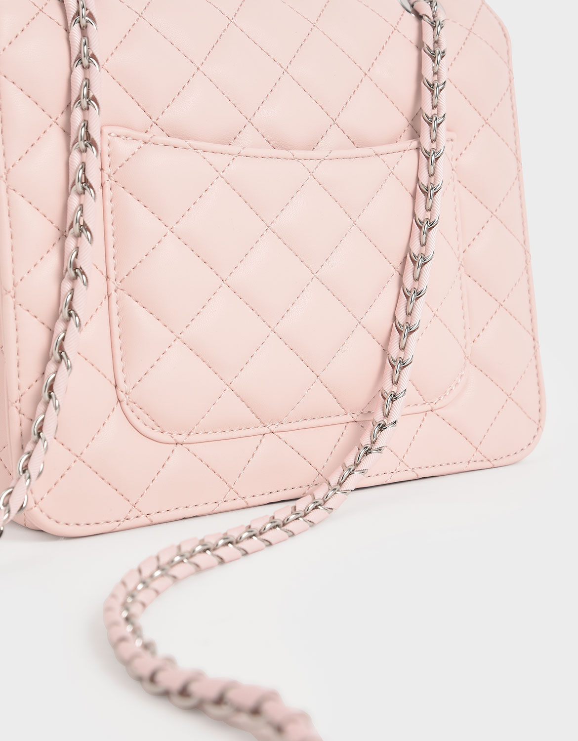 Quilted Push-Lock Clutch - Pink