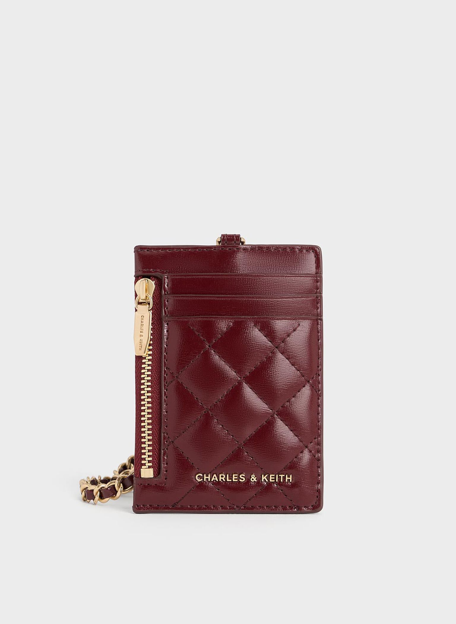 Wisteria Quilted Braided-Strap Card Holder, Burgundy, hi-res