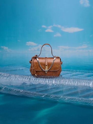 Delfina Chain Crossbody Bag, Distressed Tan, hi-res