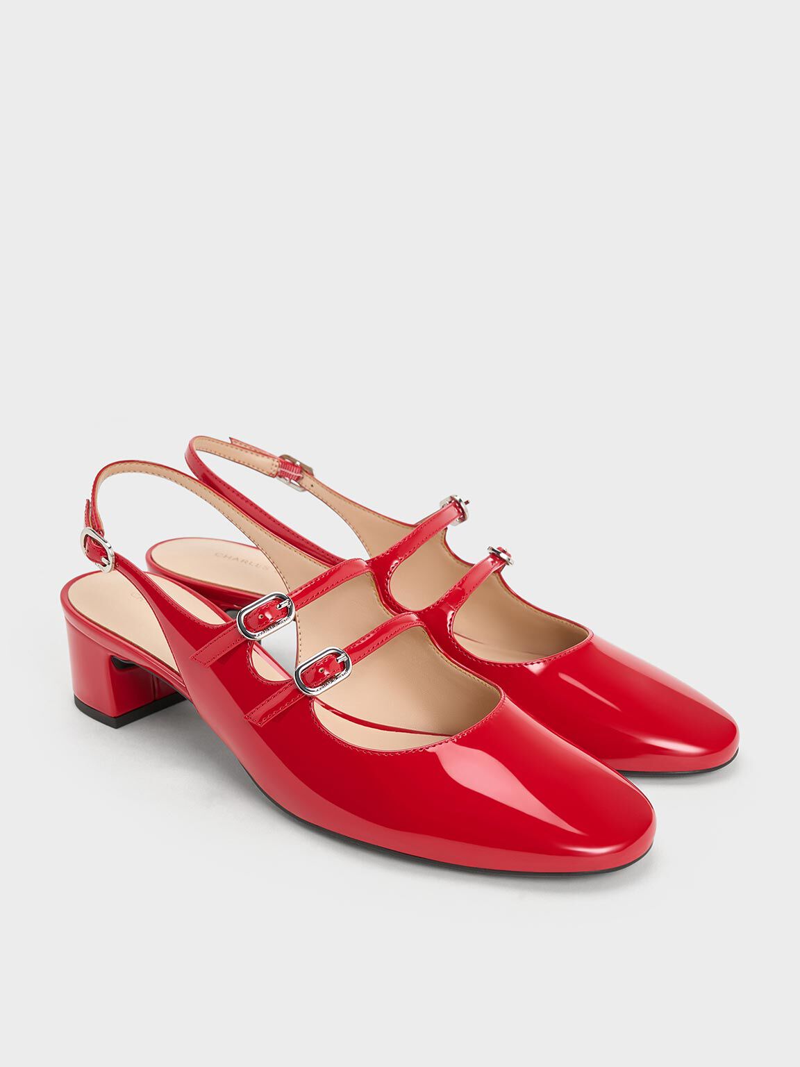 Red best sale pumps shoes