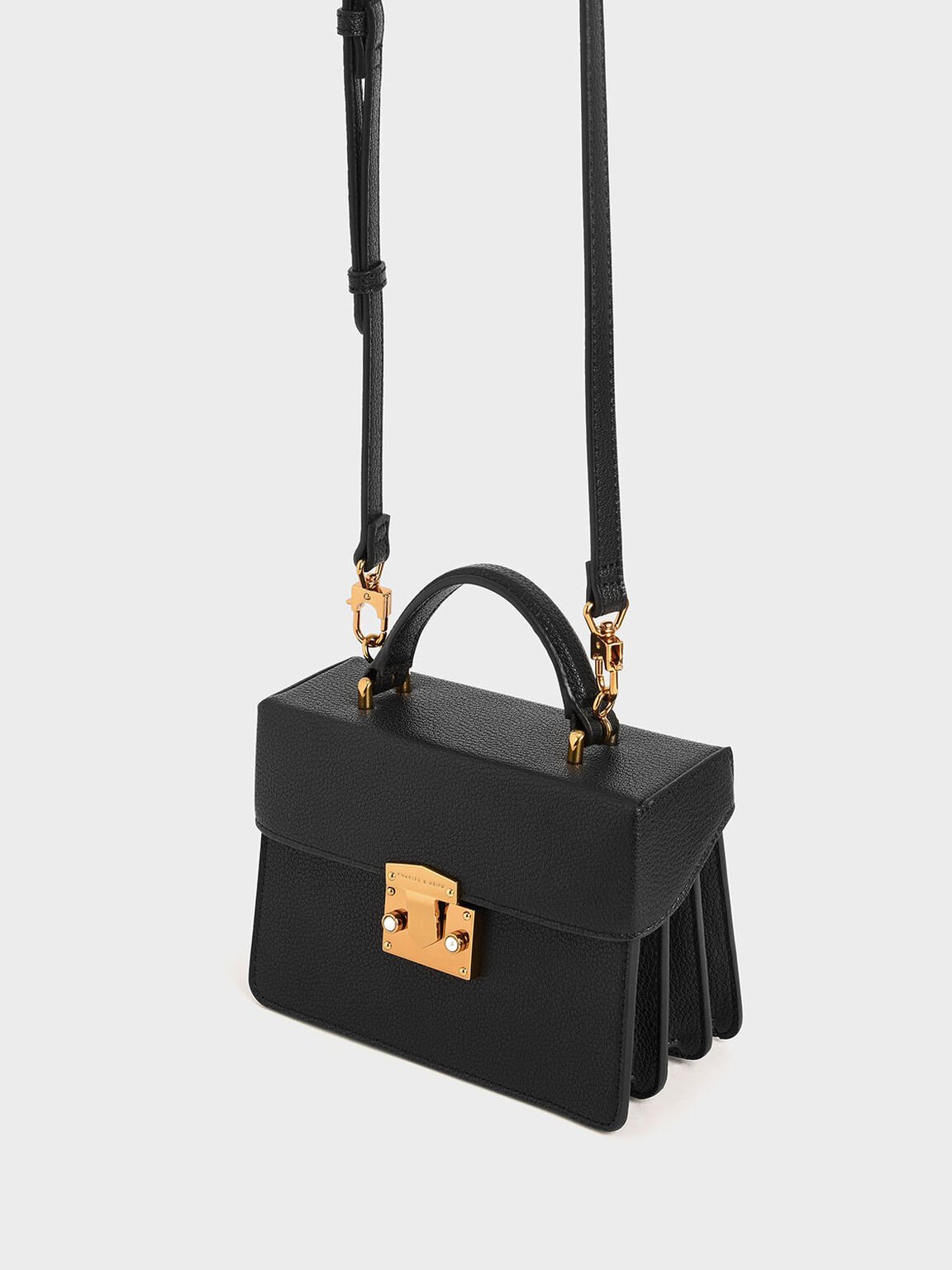 Classic Push-Lock Top Handle Bag, Negro, hi-res