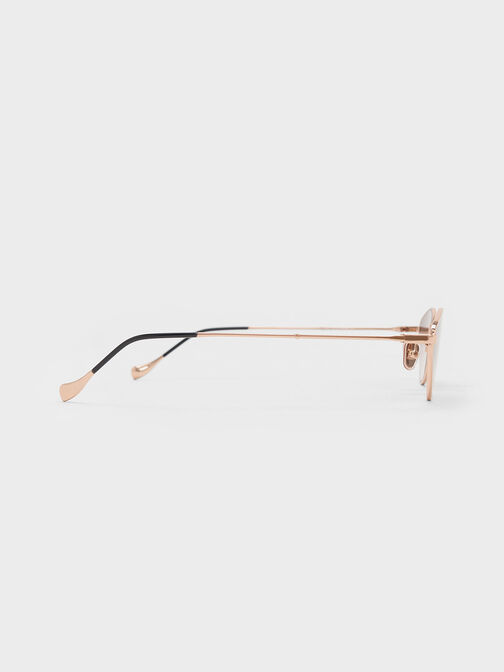 Jax Metal-Frame Geometric Sunglasses, Rose Gold, hi-res