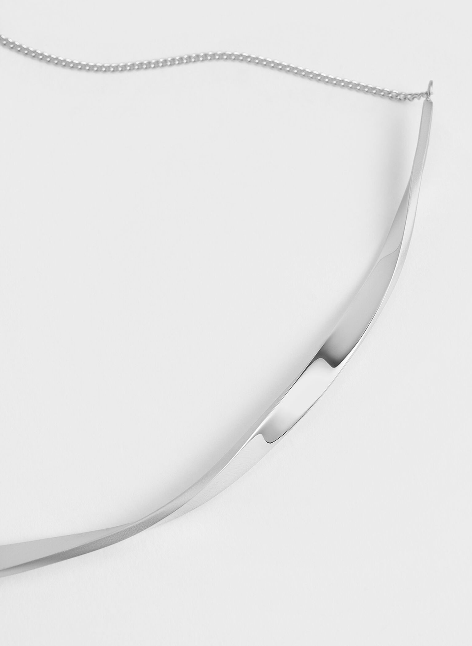 Lena Twist Bar Necklace, Silver, hi-res