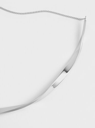 Lena Twist Bar Necklace, Silver, hi-res