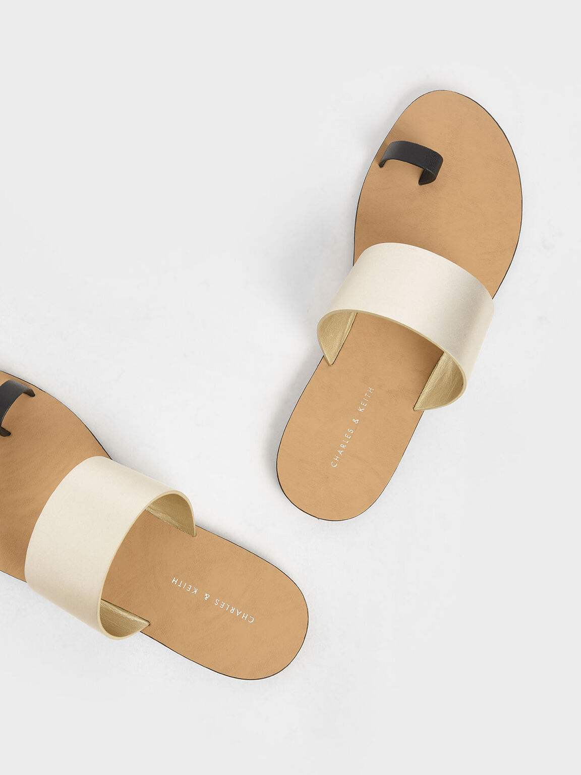Toe Loop Slide Sandals, Gold, hi-res