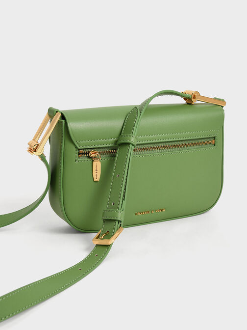 Koa Square Push-Lock Shoulder Bag, Green, hi-res