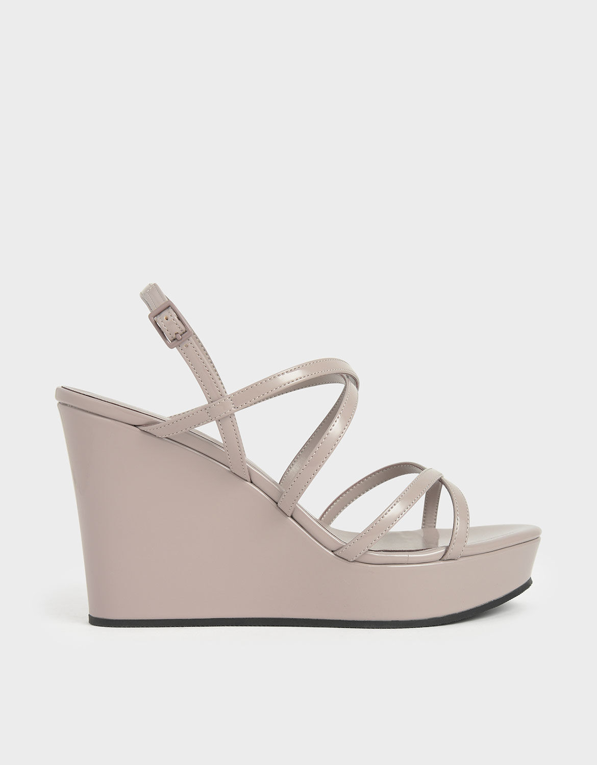 nude patent wedge shoes