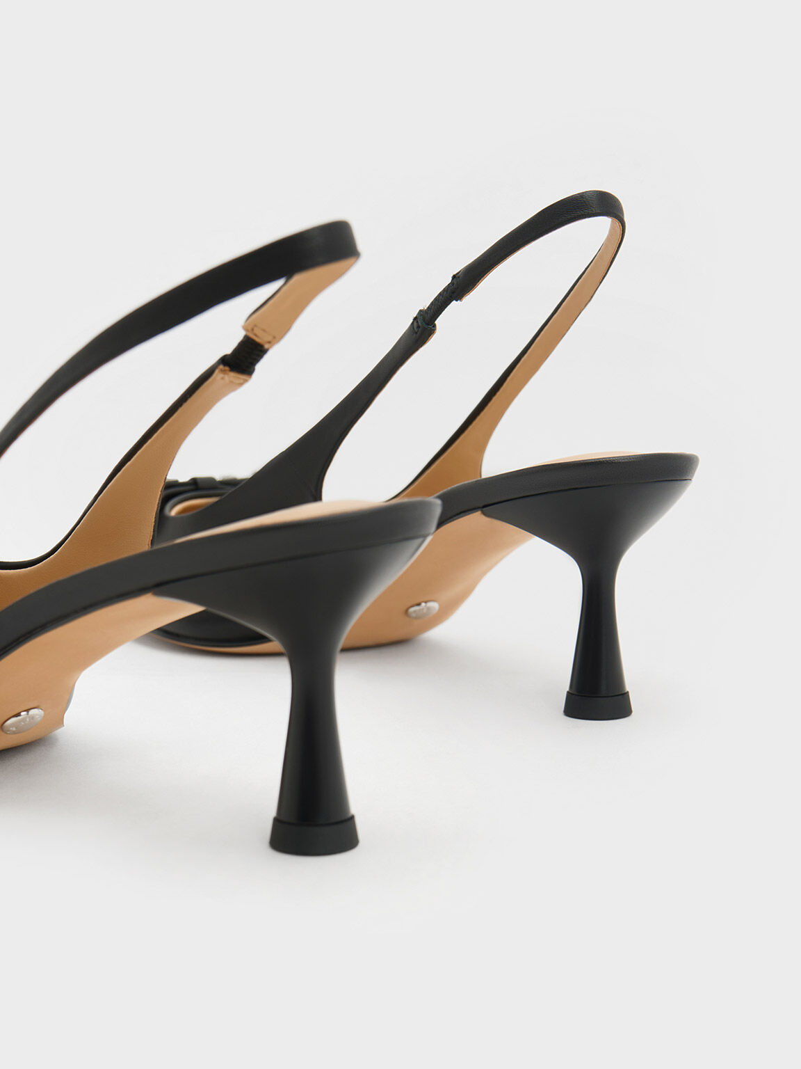 Black Bow Crystal Embellished Leather Slingback Pumps CHARLES KEITH CA