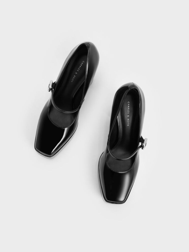Patent Platform Mary Jane Pumps, Black, hi-res