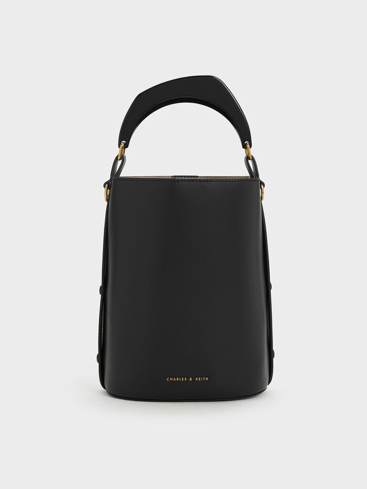 Black Drawstring Bucket Bag - CHARLES & KEITH US