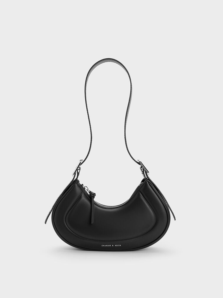 Petra Curved Shoulder Bag - Black