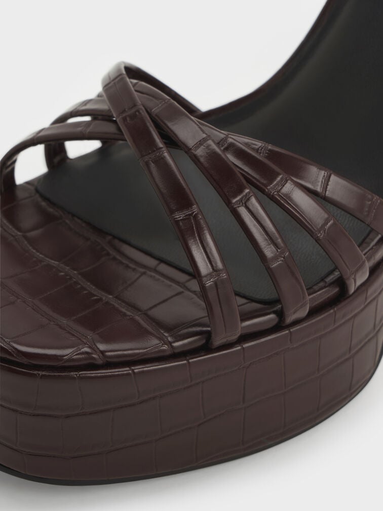 Georgina Croc-Effect Ankle-Strap Platform Sandals, Animal Print Brown, hi-res