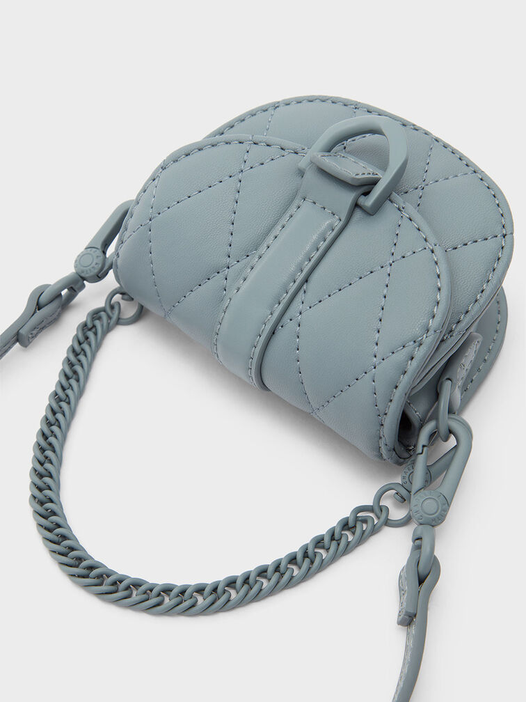 Micro Gabine Quilted Saddle Bag​, Steel Blue, hi-res