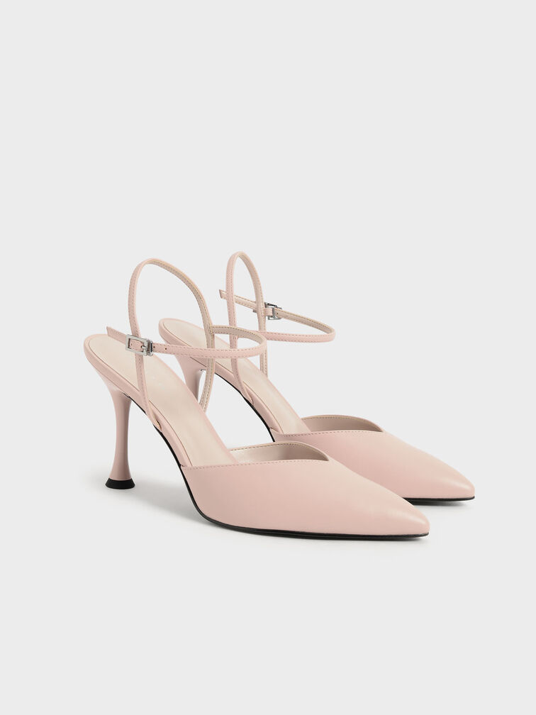 Sculptural Heel Ankle Strap Pumps, Nude, hi-res