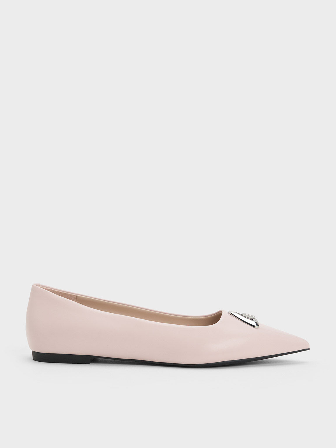 Trice Metallic Accent Pointed Toe Flats Nude