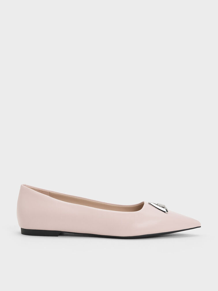 Trice Metallic Accent Pointed-Toe Flats, Nude, hi-res