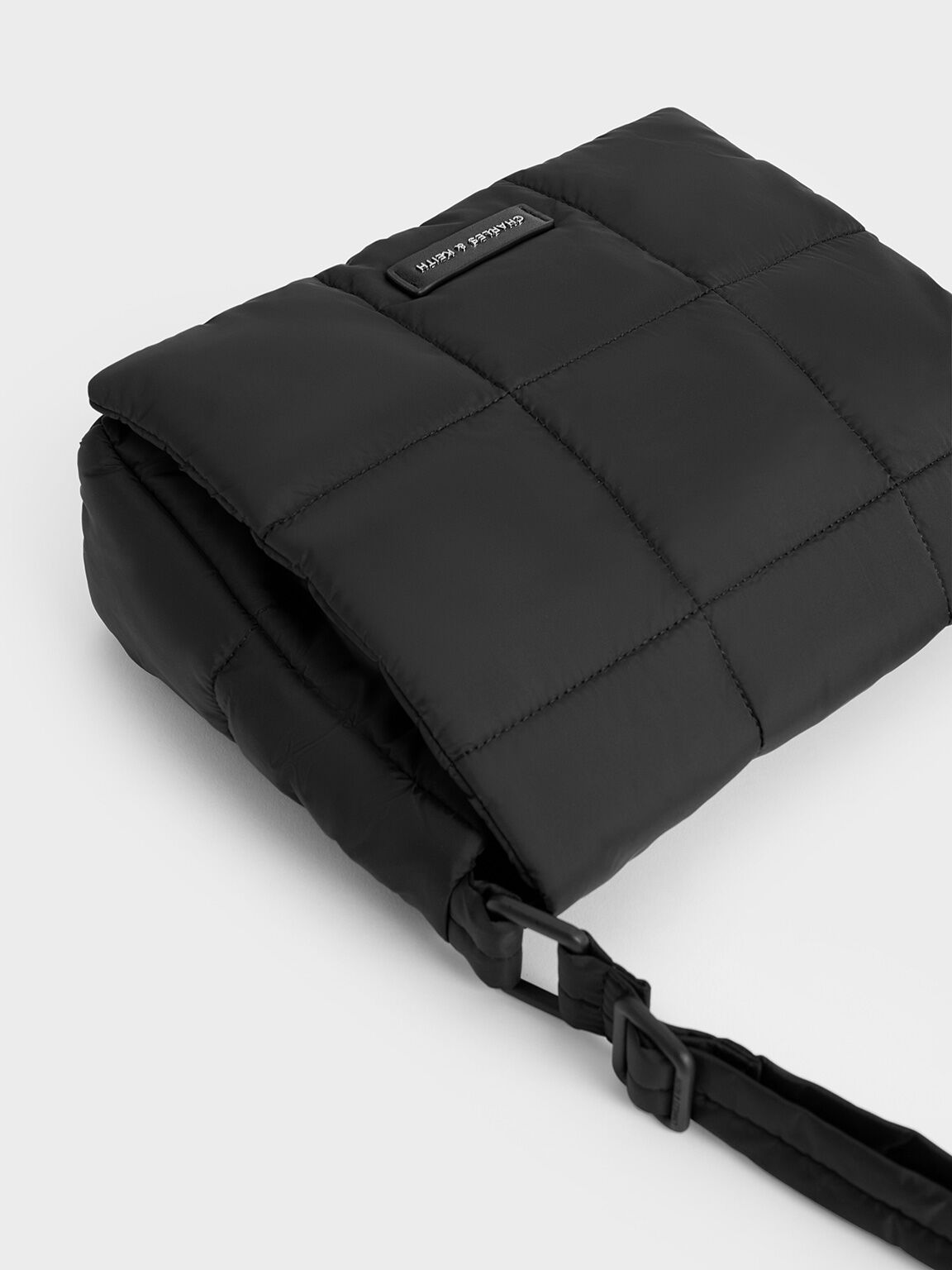 Mini Errya Nylon Quilted Puffy Crossbody Bag Jet Black