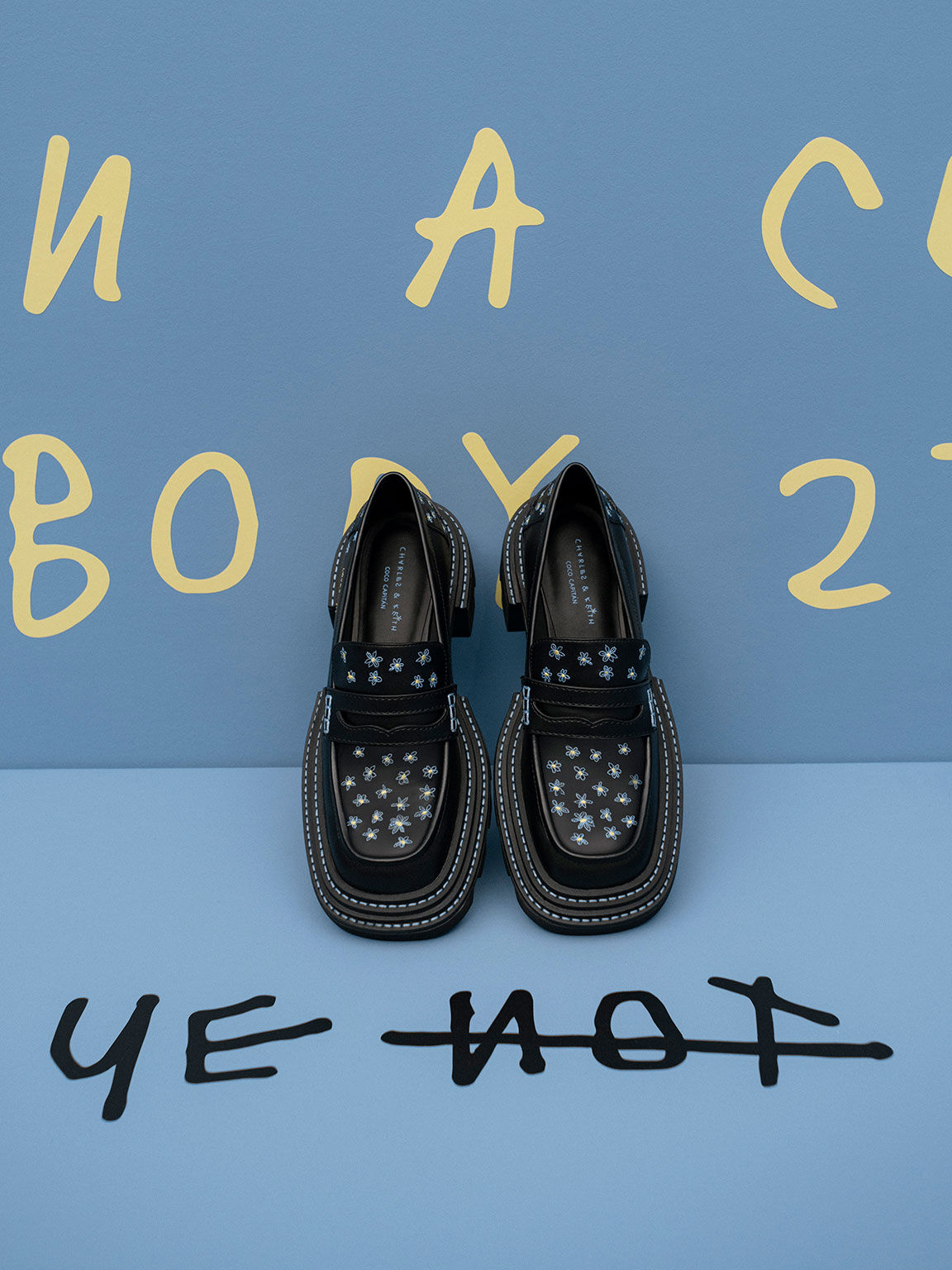 Perline Chunky Penny Loafers, Black, hi-res