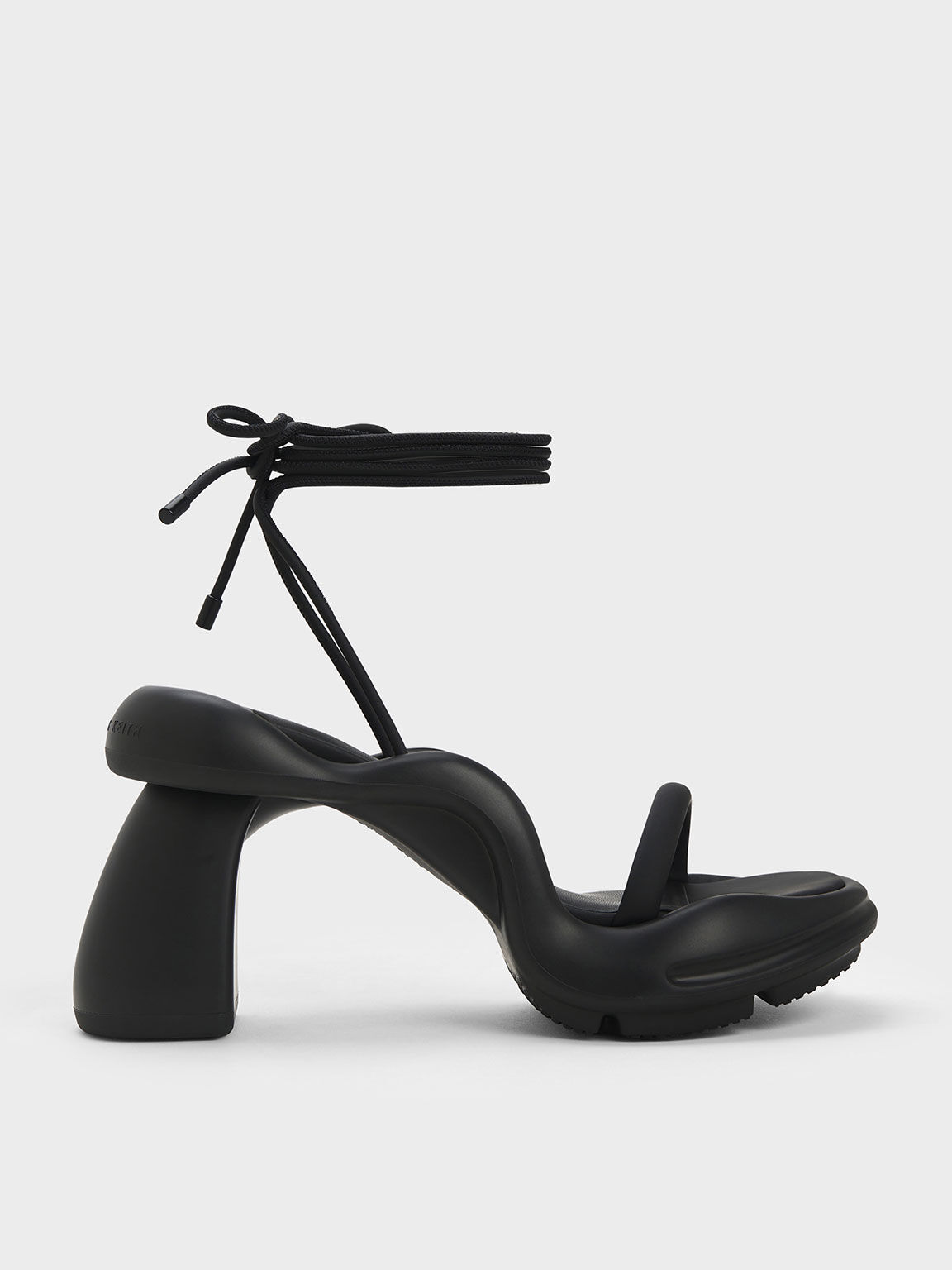 Leila Tie-Around Sculptural Sandals, Black, hi-res