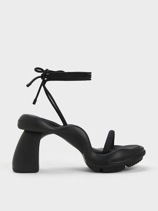 Leila Tie-Around Sculptural Sandals, Black, hi-res