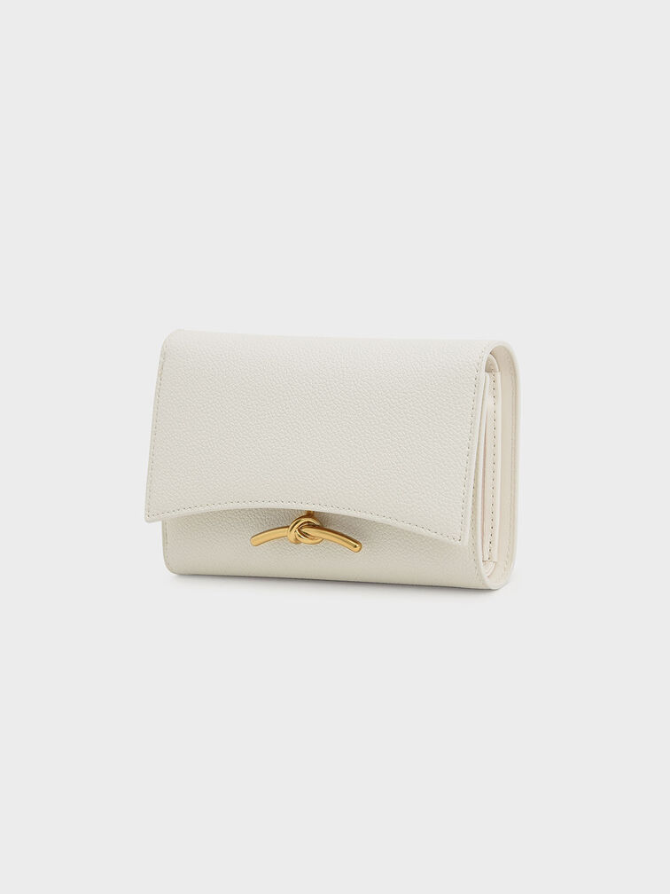 Huxley Metallic-Accent Front Flap Wallet, Cream, hi-res