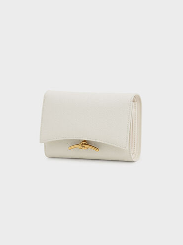 Huxley Metallic-Accent Front Flap Wallet, Cream, hi-res