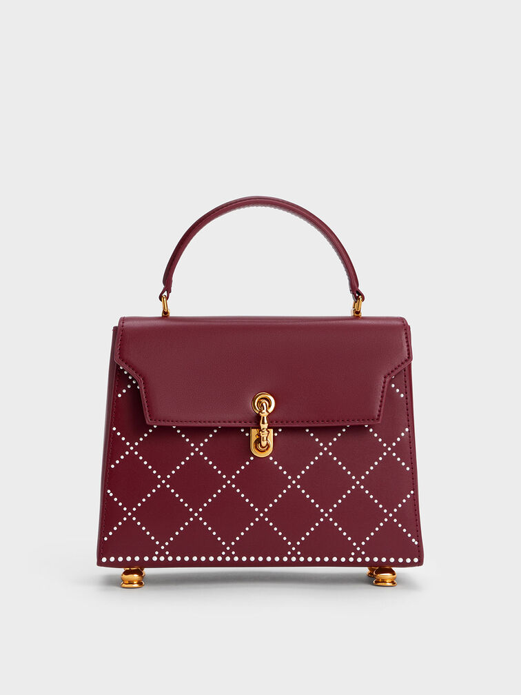 Marietta Bead-Embellished Trapeze Bag, Burgundy, hi-res