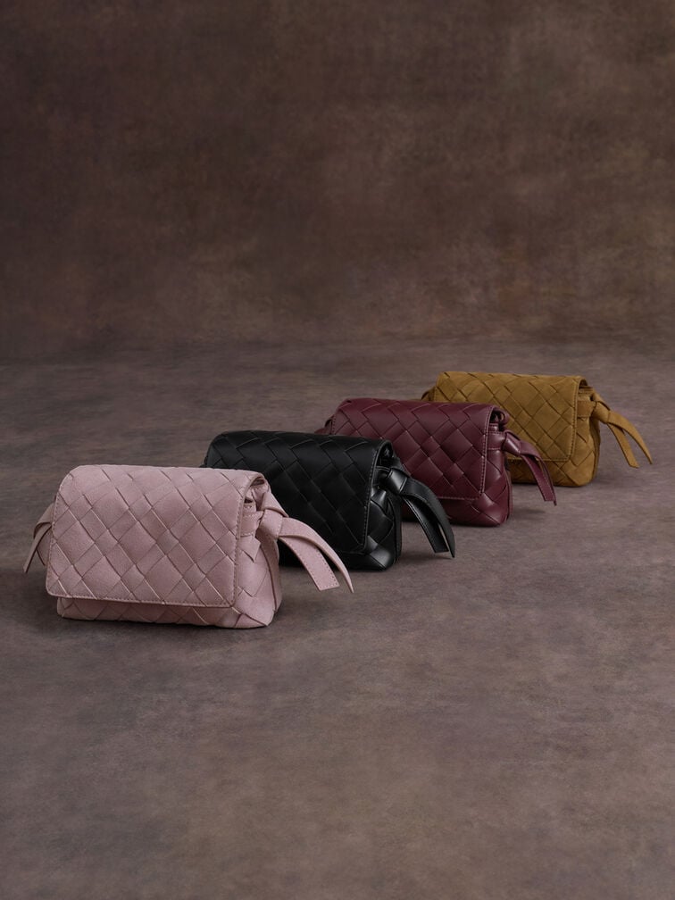 Bolsa transversal Ivette Woven, Preto, hi-res