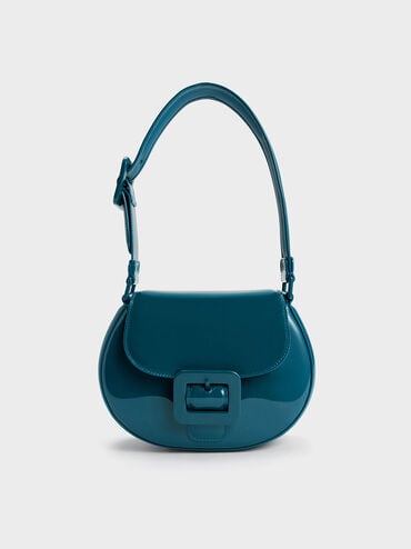 Lula Patent Buckled Bag, Turquoise, hi-res