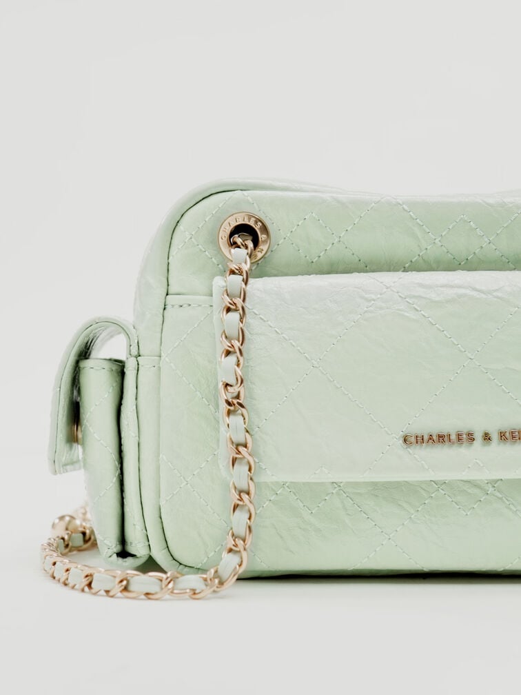 Duo Quilted Crossbody Bag, Mint Green, hi-res