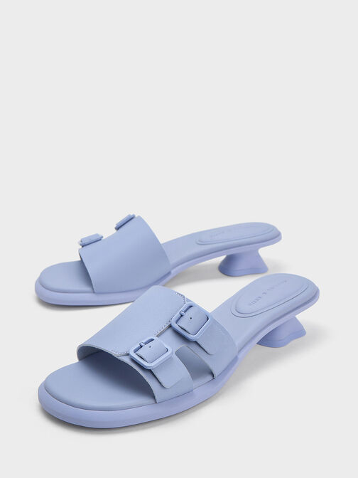 Double Buckle Sculptural Mules, Lilac, hi-res